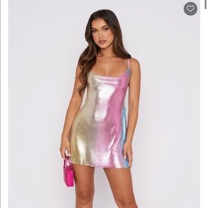 White fox multi colored mini dress